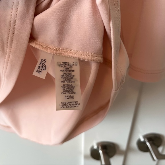 Calvin Klein Blush V-Neck Blouse with Black Trim - Picture 6 of 9